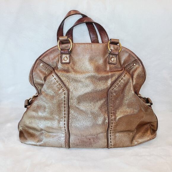 Yves Saint Laurent Muse Bag Metallic Bronze Leather Y2K YSL Satchel - Picture 2 of 16